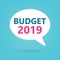 Budget 2019 written on a speech bubble