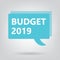 Budget 2019 written on a speech bubble