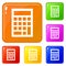 Budget calculator icons set vector color