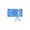 Budget, cash, cut, money, scissors two color blue and gray icon