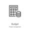 budget icon vector from project management collection. Thin line budget outline icon vector illustration. Linear symbol for use on