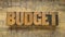 Budget word in vintage wood type