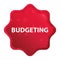 Budgeting misty rose red starburst sticker button