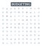 Budgeting vector line icons set. budgeting, plan, finance, money, saving, cost, income illustration outline concept