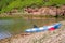 Budleigh Salterton beautiful natural background, river,kayak . UK