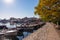 Budva - Idyllic pedestrian walkway along the port of city of Budva, Adriatic Sea, Montenegro, Balkan peninsula, Europe