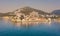 Budva. Montenegro. View of the city from above. Aerial photography. Dawn