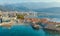 Budva. Montenegro. View of the city from above. Aerial photography. Dawn