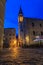 Budva Old Town aerial sunset view from the Citadel with the Holy Trinity church and Adriatic Sea in Montenegro, Balkans