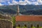 Budva Old Town from the Citadel with the Holy Trinity church and the mountains in the background in Montenegro, Balkans