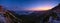 Budva riviera night coastline. Montenegro, Balkans, Adriatic sea. View from the top of the mountain road path