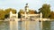 Buen Retiro Park Lake Tourists enjoying boats in Madrid Spain footage