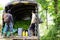 BUENAVISTA, QUINDIO, COLOMBIA, 15 AUGUST, 2018: Banana harvesting