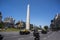 buenos aires argentina avenida 9 de julio, 9 july avenue, with the obelisk daytime with advertising billboards and car traffic