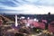 Buenos Aires Argentina panoramic view of Avenida 9 de Julio with the obelisk at night illuminated with hotels and office buildings