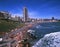 Buenos Aires Argentina, tourist city of Mar del Plata with beaches- aerial view and blue sky,bristol beach crow of