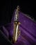 Buescher Alto Sax, Gold Lacquered in Deep Purple Velvet-Lined Hard Case front