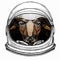 Buffalo Bison mascot head. Animal portrait. Astronaut animal. Vector portrait. Cosmos and Spaceman. Space illustration