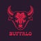 Buffalo, bull head logo element, red on dark