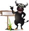 Buffalo cartoon with blank board