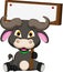 Buffalo cartoon with blank board