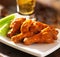 Buffalo chicken wings with beer