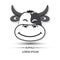 Buffalo face beatific smile logo and white background