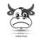 Buffalo face frown logo and white background