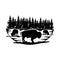 Buffalo, family of bison, herd of bison - Wildlife Stencils - forest Silhouettes vector