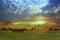 Buffalo herds in countryside at Pasak Chonlasit Dam and Khok Salung Railway Bridge in Lopburi Province Thailand