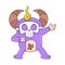 Buffalo horned monster with a skull mask in the style of a hero, doodle icon image kawaii