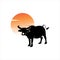 Buffalo Illustration Standing Animal Vector for Nature or Fauna