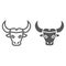 Buffalo line and glyph icon, animal and zoo