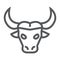 Buffalo line icon, animal and zoo, cattle sign