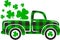 Buffalo plaid St Patrick\\\'s day old vintage truck with shamrock Svg cut file. Truck carrying clovers vector