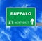 BUFFALO road sign against clear blue sky