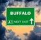 BUFFALO road sign against clear blue sky