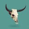 Buffalo Skull Flat Icon, Dead Animal Tribal Totem Symbol, Cow Head Bones Color Illustration