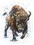 Buffalo watercolor wildlife painting, bison