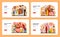 Buffalo wings web banner or landing page set. Chicken wings cooking