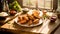 Buffalo wings in white plate, chicken, American food