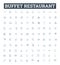Buffet restaurant vector line icons set. Buffet, Restaurant, Food, Cuisine, Dining, Variety, Options illustration