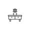 Buffet table with flowers line icon