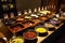 buffet with variety of sauces to accompany the selection of food items