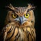 Buffy Fish Owl close up of yellow  Made With Generative AI illustration