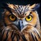Buffy Fish Owl close up of yellow  Made With Generative AI illustration