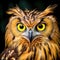 Buffy Fish Owl close up of yellow  Made With Generative AI illustration