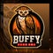 Buffy fish owl mascot. esport logo design