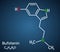 Bufotenin, 5-HO-DMT, bufotenine molecule. It is alkaloid, tryptamine derivative, hallucinogenic serotonin analog, found in toad