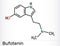 Bufotenin, 5-HO-DMT, bufotenine molecule. It is alkaloid, tryptamine derivative, hallucinogenic serotonin analog, found in toad